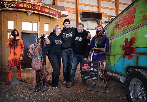 Ruth Bonneville / Free Press

BIZ -  Six Pines Haunted Attractions

Fun family group photo of James and Judy Thevenot, the owner-operators, and their son, Thomas Thevenot, who works at Six Pines and plans to take it over one day.

Subject: Six Pines Haunted Attractions is a 26-year-old haunted house attraction near Stonewall. The attraction receives hundreds of visitors every October who walk through three different haunted houses on the property, which change themes annually.

Story by. Aaron

Oct 3rd , 2023
