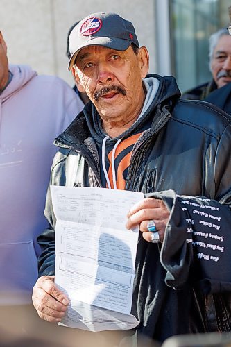 MIKE DEAL / FREE PRESS
Clarence Woodhouse holds up paperwork that clears his name to the media as he leaves court with family and his lawyers after being acquitted and declared innocent of the killing that took place in Winnipeg in 1973.
Reporter: Katrina Clarke
241003 - Thursday, October 03, 2024.