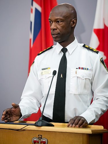 Chief Devon Clunis, Friday morning, responds to Free Press report that an internal police HR investigation is linked to Tina Fontaine 141017 - Friday, October 17, 2014 - (Melissa Tait / Winnipeg Free Press)