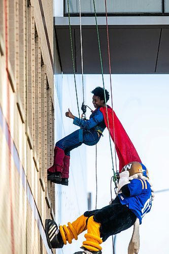 MIKAELA MACKENZIE / FREE PRESS
	
Health minister Uzoma Asagwara participates in the third annual Suspended Superheroes event at HSC Children&#x573; Hospital on Friday, Oct. 4, 2024.

For Malak story.
Winnipeg Free Press 2024