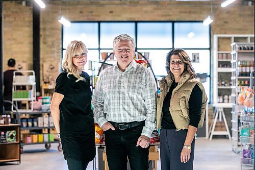 MIKAELA MACKENZIE / FREE PRESS
	
Megan Basaraba (left), Brad Hewlett, and Grace Anastasiadis on opening day at their new food store in the former Pancake House location at The Forks on Friday, Oct. 4, 2024. The store includes space for local food makers to create pop-ups and test new products. 

For Gabby story.
Winnipeg Free Press 2024