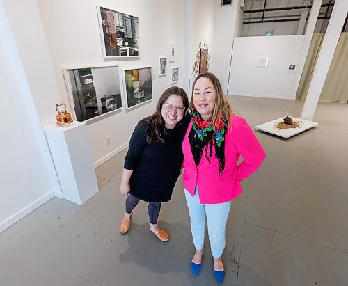 MIKE DEAL / FREE PRESS
Suzanne Morrissette and Jaimie Isaac, co-curators of the Rosemary Gallery, 226 Main Street.
The gallery&#x2019;s first exhibition, Confluence, contains work by nine artists with Winnipeg's 150th anniversary as a focal point. 
Reporter: Conrad Sweatman
241004 - Friday, October 04, 2024.