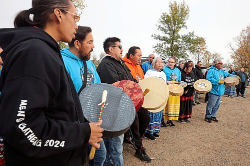 04102024
Drummers perform a song during the Sisters In Spirit petal ceremony in honour and remembrance of missing and murdered indigenous women and girls at Dinsdale Park on Friday morning.  
(Tim Smith/The Brandon Sun)