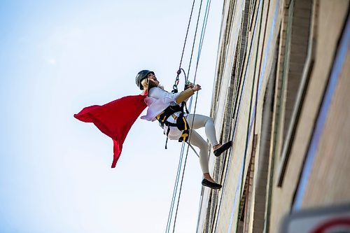 MIKAELA MACKENZIE / FREE PRESS
	
Nicole Dub participates in the third annual Suspended Superheroes event at HSC Children&#x573; Hospital on Friday, Oct. 4, 2024.

For Malak story.
Winnipeg Free Press 2024