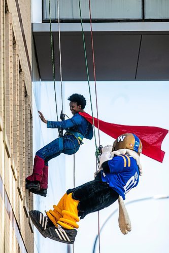 MIKAELA MACKENZIE / FREE PRESS
	
Health minister Uzoma Asagwara participates in the third annual Suspended Superheroes event at HSC Children&#x573; Hospital on Friday, Oct. 4, 2024.

For Malak story.
Winnipeg Free Press 2024