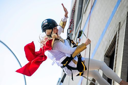 MIKAELA MACKENZIE / FREE PRESS
	
Nicole Dub participates in the third annual Suspended Superheroes event at HSC Children&#x573; Hospital on Friday, Oct. 4, 2024.

For Malak story.
Winnipeg Free Press 2024