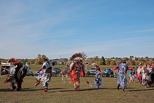 04102024
Dancers take part in a powwow demonstration during the Healing by the River celebration on the final day of Truth and Reconciliation Week 2024 at the Riverbank Discovery Centre on Friday afternoon. 
(Tim Smith/The Brandon Sun)