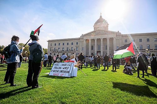 Mike Sudoma/Free Press
Hundreds of pro Palestinian protesters rally at the Manitoba Legislative Grounds Saturday afternoon 
October 5, 2024
