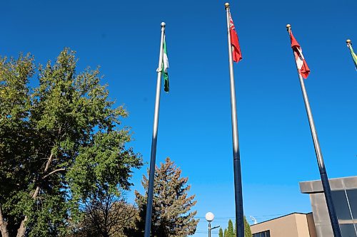 Nigerian flag raised at the City Hall on Monday morning to celebrate the nation's 64th Independence Day. (Abiola Odutola/The Brandon Sun)