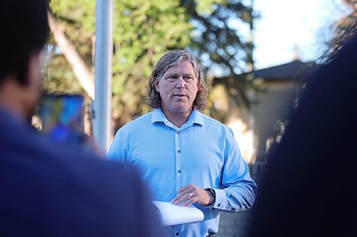 Brandon Mayor Jeff Fawcett gives his speech during the flag raising event to celebrate Nigeria's 64th Independence Day at the City Hall on Monday morning. (Abiola Odutola/The Brandon Sun)