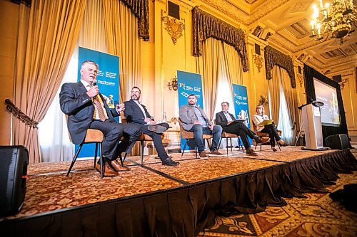 MIKAELA MACKENZIE / FREE PRESS
	
Jeff Lawson, SVP of corporate development at Cenovus Energy (left), Jeff Gaulin, head of corporate affairs at Vale Base Metals, John Desjarlais, executive director at the Indigenous Resource Network, and David Hansen, retired president and CEO of CANTERRA SEEDS, and moderator Dr. Monica Gattinger speak during a panel discussion on natural resources on Monday, Oct. 7, 2024.

For Aaron Epp story.
Winnipeg Free Press 2024