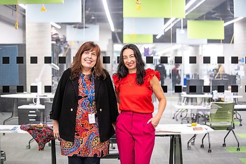 MIKAELA MACKENZIE / FREE PRESS
	
Makers-In-Residence Tracy Fehr (left) and Janet Murata in the IdeaMill at the Millennium Library on Monday, Oct. 7, 2024.

For AV story.
Winnipeg Free Press 2024