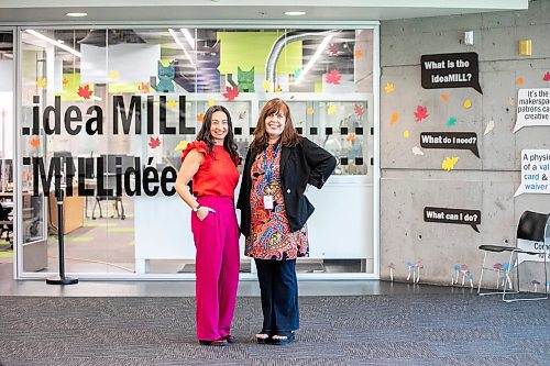 MIKAELA MACKENZIE / FREE PRESS
	
Makers-In-Residence Janet Murata (left) and Tracy Fehr by the IdeaMill at the Millennium Library on Monday, Oct. 7, 2024.

For AV story.
Winnipeg Free Press 2024