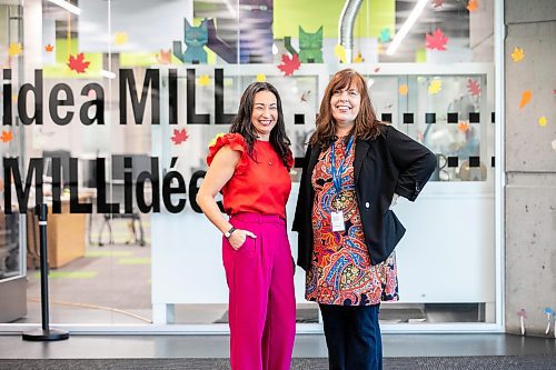 MIKAELA MACKENZIE / FREE PRESS
	
Makers-In-Residence Janet Murata (left) and Tracy Fehr by the IdeaMill at the Millennium Library on Monday, Oct. 7, 2024.

For AV story.
Winnipeg Free Press 2024