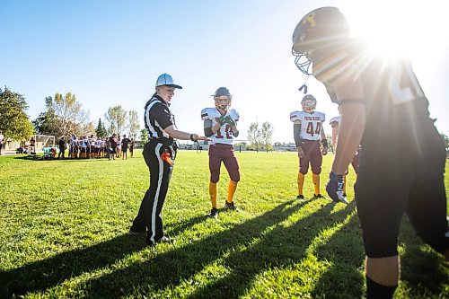 MIKAELA MACKENZIE / WINNIPEG FREE PRESS
	
La Salle&#x2019;s Kennedy Molloy officiates a game between John Taylor and Portage Collegiate at John Taylor High School field on Friday, Sept. 20, 2024. 

For sports story.
Winnipeg Free Press 2024