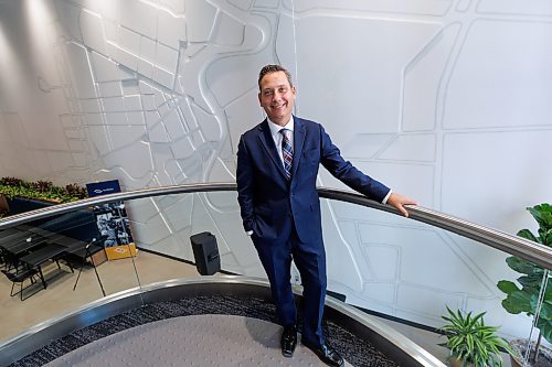 MIKE DEAL / FREE PRESS
Winnipeg Chamber of Commerce CEO, Loren Remillard in the lobby of the new space at Portage Avenue and Main Street.
The Winnipeg Chamber of Commerce (along with CentrePort, the World Trade Centre the Manitoba Environmental Industries Association) is showing off their new offices today at Portage and Main (200 Portage Avenue). Say what you want of the chamber, it stays true to its support of the city remaining downtown while so many other enterprises feel justified moving outside the downtown core.
240924 - Tuesday, September 24, 2024.