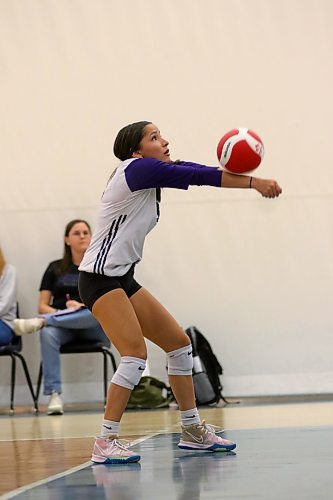 Libero Georgia Hall passes a free ball during Massey's run to the Viking Classic title last weekend. (Thomas Friesen/The Brandon Sun) 