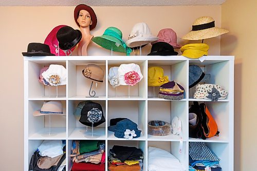 MIKE DEAL / FREE PRESS
A shelf in Kelly&#x2019;s sewing room full of hats she has made.
Kelly Bekeris, Milliner
When Kelly Bekeris retired from teaching, she found herself with plenty of time on her hands. Already an accomplished seamstress, she started making mittens, from merino wool which she sourced from vintage jumpers. Deciding to challenge herself even further, the 72-year-old ventured into millinery. She&#x2019;s yet-to-regret that decision and has made around 300 hats since she started in 2019. 
Reporter: AV Kitching
241009 - Wednesday, October 09, 2024.