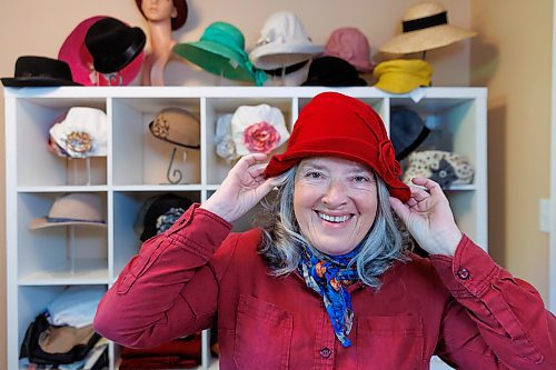 MIKE DEAL / FREE PRESS
Kelly Bekeris, Milliner, wearing a Sculpted Freeform wool hat.
When Kelly Bekeris retired from teaching, she found herself with plenty of time on her hands. Already an accomplished seamstress, she started making mittens, from merino wool which she sourced from vintage jumpers. Deciding to challenge herself even further, the 72-year-old ventured into millinery. She&#x2019;s yet-to-regret that decision and has made around 300 hats since she started in 2019. 
Reporter: AV Kitching
241009 - Wednesday, October 09, 2024.