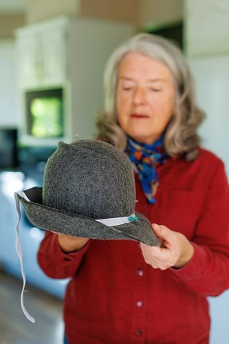 MIKE DEAL / FREE PRESS
Kelly Bekeris, Milliner, with a Sculpted Freeform wool hat that is still under construction.
When Kelly Bekeris retired from teaching, she found herself with plenty of time on her hands. Already an accomplished seamstress, she started making mittens, from merino wool which she sourced from vintage jumpers. Deciding to challenge herself even further, the 72-year-old ventured into millinery. She&#x2019;s yet-to-regret that decision and has made around 300 hats since she started in 2019. 
Reporter: AV Kitching
241009 - Wednesday, October 09, 2024.