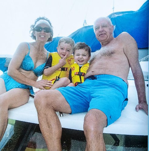 MIKAELA MACKENZIE / FREE PRESS
	
Linda Kisil (left) with her grandchildren Jordan and Logan Quinto and partner Murray Chimilar in Barbados.

For Josh passages story.
Winnipeg Free Press 2024