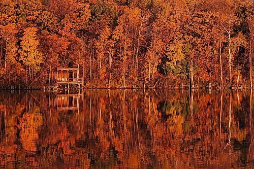 09102024
The early morning sun illuminates fall colours along Lake Clementi on Wednesday. 
(Tim Smith/The Brandon Sun)