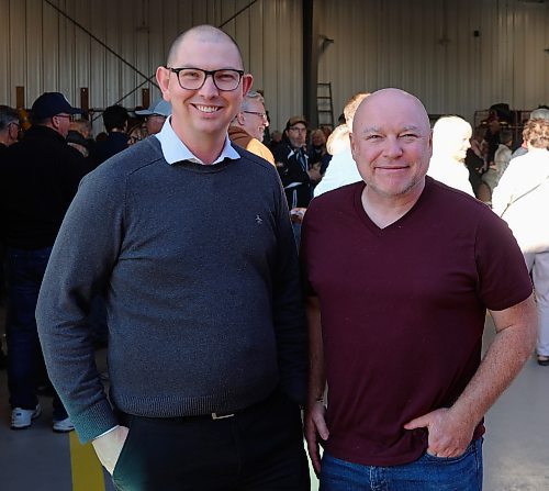 Killarney's two new family physicians, Dr. Jim Heptinstall (left) and Dr. Dominic Hennessy, seen at a recent fundraising event in the community. Both were recruited from the United Kingdom by international recruiting firm Waterford Global, which the Municipality of Killarney-Turtle Mountain hired in 2023 to find doctors. (Michele McDougall/The Brandon Sun)