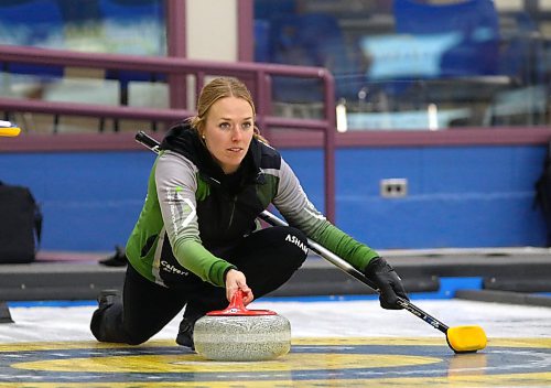 Alyssa Calvert won her opening game of the season, a rematch of last year's final against Cale Dunbar. (Thomas Friesen/The Brandon Sun)