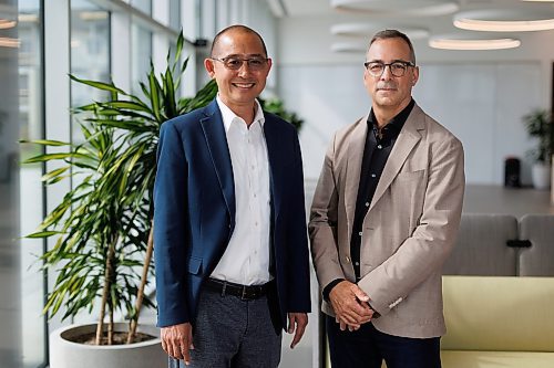 MIKE DEAL / FREE PRESS
(From left) Karan Sangfai, CEO HyLife and Guy Baudry COO at HyLife, in the head office located in Steinbach, Manitoba.
240913 - Friday, September 13, 2024.