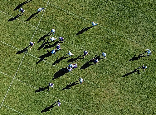 11102024
The Vincent Massey Vikings and the River East Kodiaks cast shadows as they go head-to-head in Massey's last WHSFL home game. 
(Tim Smith/The Brandon Sun)