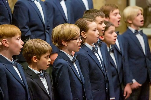 BROOK JONES/FREE PRESS
The Winnipeg Boys Choir is celebrating its centennial this year. The choir performs for Manitoba Lt.-Gov. Anita Neville in celebration of their centennial milestone at Government House in Winnipeg, Man., Thursday, Oct. 10, 2024. Pictured: Nine-year-old Charlie Pulford (third from far left).