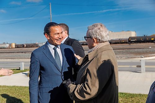 MIKE DEAL / FREE PRESS
Premier Wab Kinew announces that his government has selected selecting Lloyd Axworthy as study lead to determine the feasibility of relocating Winnipeg&#x2019;s rail lines, during a press conference at the edge of the Canadian Pacific Railway rail yards, Tuesday morning.
Reporter: Chris Kitching
241015 - Tuesday, October 15, 2024.