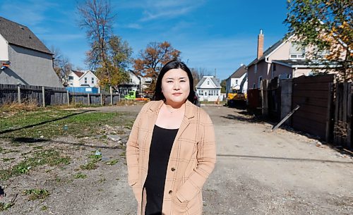 MIKE DEAL / FREE PRESS
Maria Suzuki, a property owner who has been charged for fire responses at her vacant property at 456 Elgin Ave.
Reporter: Joyanne Pursaga
241016 - Wednesday, October 16, 2024.