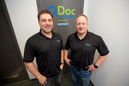 MIKE DEAL / WINNIPEG FREE PRESS
Dr. Norman Silver (left) and his partner David Berkowits (right) have started an organized virtual medical clinic, called QDoc, with 21 doctors already signed up and almost instant access to a virtual doctor's appointment after registration. Lots of automation makes it easy for the doctors to manage and documentation and follow up actions protect the patients target. They already have a team of 10 programmers and hope to launch across the country some time next year.
220518 - Wednesday, May 18, 2022.