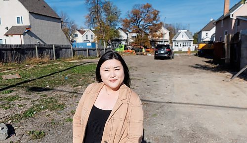 MIKE DEAL / FREE PRESS
Maria Suzuki, a property owner who has been charged for fire responses at her vacant property at 456 Elgin Ave.
Reporter: Joyanne Pursaga
241016 - Wednesday, October 16, 2024.