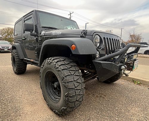 Jim Miscavish’s black 2015 Jeep Wrangler JK Sport with Nitto Mud Grappler tires that are 35 x 12.5 x 16 inches on Black Rock rims. (Photos by Michele McDougall/The Brandon Sun)