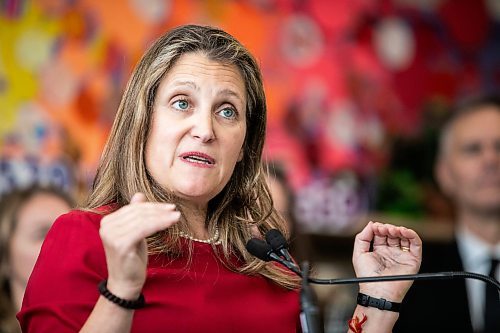 MIKAELA MACKENZIE / FREE PRESS
	
Deputy prime minister Chrystia Freeland announces school nutrition program funding at Marion School in Winnipeg on Friday, Oct. 18, 2024.

For Maggie story.
Winnipeg Free Press 2024