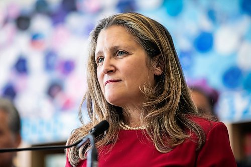 MIKAELA MACKENZIE / FREE PRESS
	
Deputy prime minister Chrystia Freeland speaks at a school nutrition program funding announcement at Marion School in Winnipeg on Friday, Oct. 18, 2024.

For Maggie story.
Winnipeg Free Press 2024