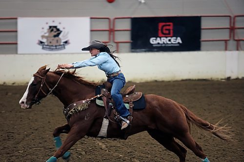 The first night of finals for the Manitoba Rodeo Cowboys Association was set running with women's barrel racing. The event is taking place this weekend at the Western Ag Centre of Excellence. (Connor McDowell/Brandon Sun)