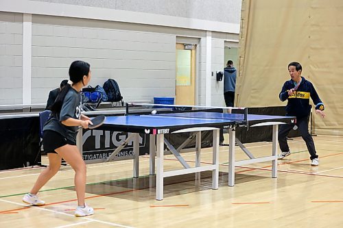 More than 50 table tennis players of various ages gathered at Brandon University's Healthy Living Centre on Saturday to compete in singles and doubles tournaments as part of the Manitoba Table Tennis Association's MBLL Assiniboine Open event. Organizers said it was the biggest table tennis event held in Brandon in years. (Colin Slark/The Brandon Sun)