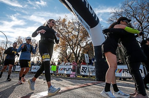 JOHN WOODS / FREE PRESS
People cross the finish line at the WFPS Run at the Canadian Mennonite University Sunday, October 20, 2024. 

Reporter: s/u