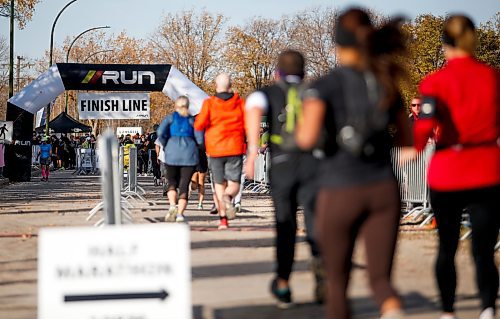 JOHN WOODS / FREE PRESS
People head to the finish line at the WFPS Run at the Canadian Mennonite University Sunday, October 20, 2024. 

Reporter: s/u