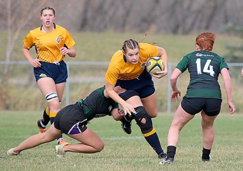 Eden Tabin is back for her second season playing for the Brandon University women's rugby club after tearing multiple ligaments in her right knee on the last weekend of the 2022-23 Canada West basketball season. (Thomas Friesen/The Brandon Sun)