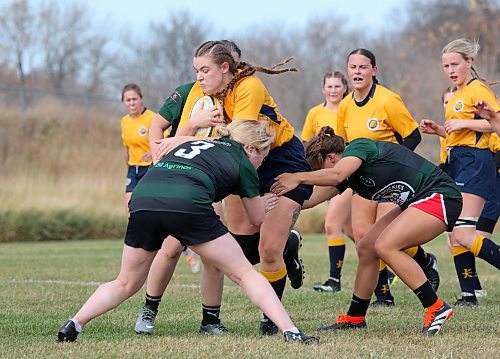 Eden Tabin and the BU women's rugby club are off to the Prairie University Women's Rugby Conference playoffs in Saskatoon this weekend. They face the University of Regina on Saturday at 6 p.m. (Thomas Friesen/The Brandon Sun)