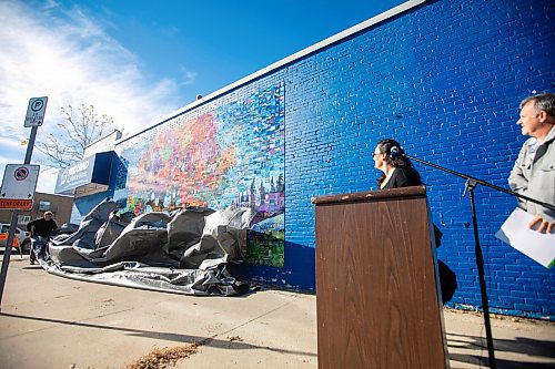 MIKAELA MACKENZIE / FREE PRESS
	
The Canada Connects Love &amp; Family mosaic mural is unveiled at 1797 Portage Avenue on Monday, Oct. 21, 2024.

For biz story.
Winnipeg Free Press 2024