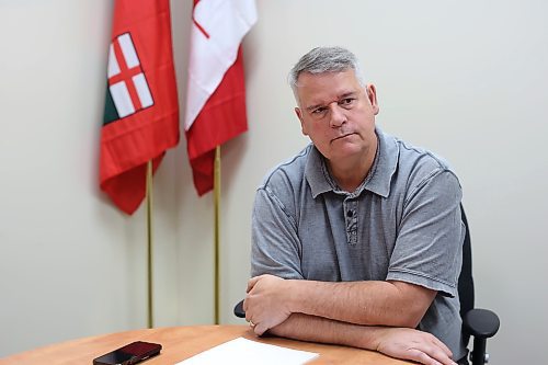 Brandon West MLA Wayne Balcaen listens to a question during an interview on Tuesday with Brandon Sun reporter Colin Slark at his constituency office on 18th Street in Brandon. 
(Tim Smith/The Brandon Sun)