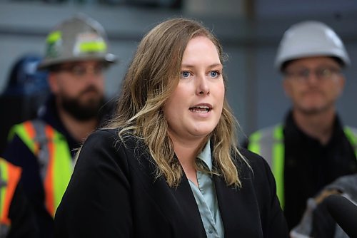 Ruth Bonneville / Free Press

Biz - Worker safety presser 

Tanya Palson, executive director, Manitoba Building Trades, speaks at news conference hosted by Minister Jamie Moses on worker safety at IBEW Code of Excellence Training Centre Tuesday.

See story by Gabby
 
Oct 22nd, , 2024
