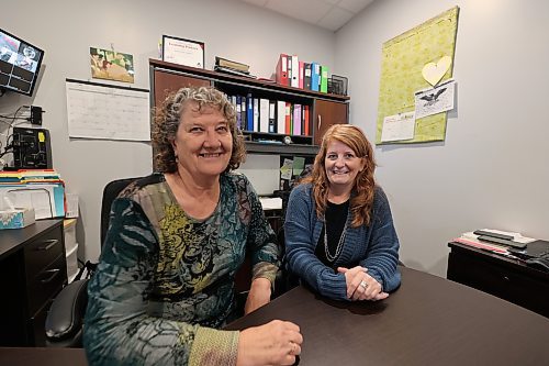 Barbara McNish (left), executive director with Samaritan House Ministries has been with the organization for 28 years, and recently announced her retirement, effective Dec. 15, 2024. Her replacement is Heather Symbalisty. (Michele McDougall/The Brandon Sun)
