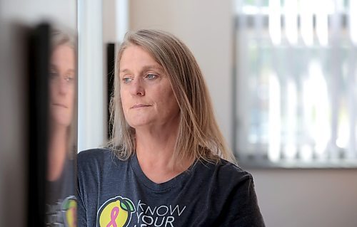 Ruth Bonneville / Free Press

Feature Silent Symptoms 

Portrait of Jennifer Borgfjord wearing her important message to women written on her t-shirt - Know you're Lemons.  Essentially it means that women should know their breast health and advocate  for themselves because the province is failing them in this area. 

Breast Cancer story about Jennifer Borgfjord and Heather Brister, two women with dense breasts that did not have their cancerous tumours identified during their routine mammograms because they did not show up.  Both women should&#x2019;ve been told they needed an ultrasound or an MRI due to the nature of their breast tissue being dense which could&#x2019;ve  avoided the tumours from growing undetected. 

Heather was 44 when she found a 2cm lump during a self-breast exam. She had a mammogram, was told she was fine, and sent back home. 7 months later that lump was 10cm. She has had to have a mastectomy and the risk of the cancer spreading.  She has been told to basically live a full life as much as she can.

Similar story with Jennifer except that her tumour was removed, and she is considered to be in a stable condition. She must take  a bunch of meds daily.

The story is about how the MB health system has failed these women and how other women in the province should advocate  for themselves. Additionally in the province women are not allowed to self-refer for mammograms.

Story by AV Kitching 

Sept 25th,  2024