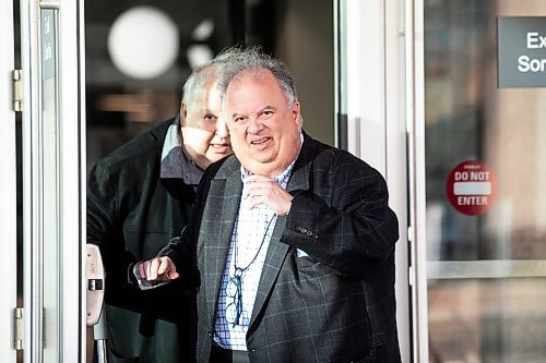 MIKAELA MACKENZIE / FREE PRESS
	
Sandy and Robert Shindleman, president and executive vice president of Shindico, leave the law courts on Wednesday, Oct. 23, 2024.

For Dan story.
Winnipeg Free Press 2024